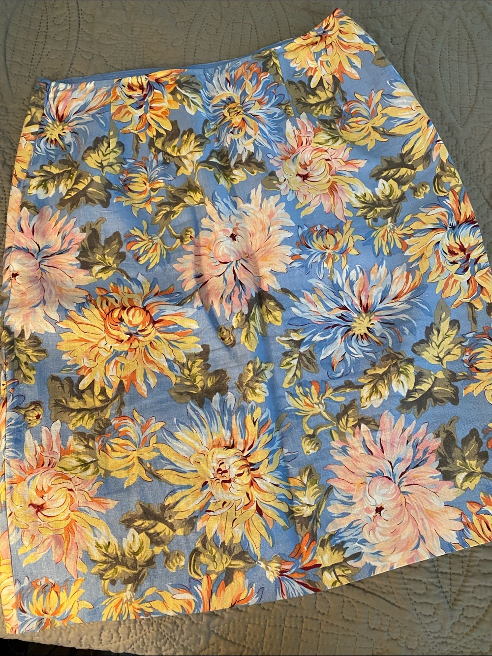 Talbots Blue Floral Pencil Skirt